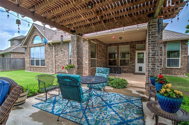2717 Cordgrass Ln, Edmond, OK 73013 - view of patio featuring outdoor dining space and a pergola