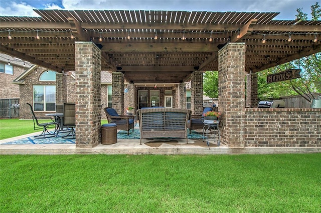 2717 Cordgrass Ln, Edmond, OK 73013 - view of patio / terrace with a pergola and an outdoor living space