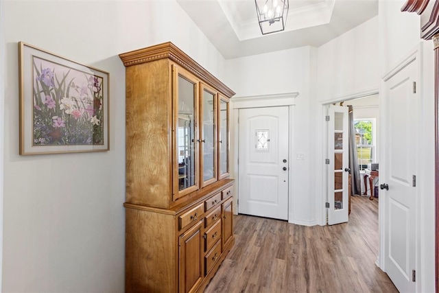 29731 Jade St, Cashion, OK 73016 - foyer with wood finished floors and a raised ceiling