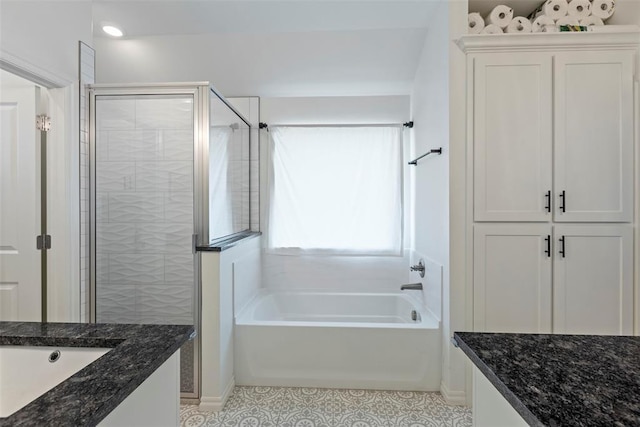29731 Jade St, Cashion, OK 73016 - full bath with a bath, vanity, and a stall shower
