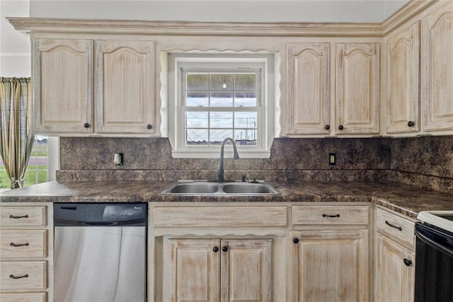 2020 Lyle Rd, Weatherford, OK 73096 - kitchen featuring dishwasher, light brown cabinets, and a sink