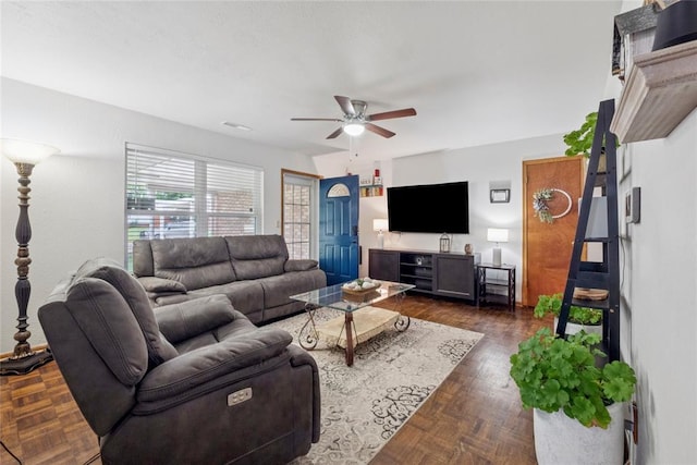 201 Vine St, Yukon, OK 73099 - living room featuring ceiling fan