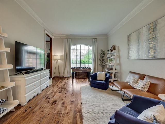 13925 Middleberry Rd, Edmond, OK 73013 - living area featuring ornamental molding and light wood finished floors