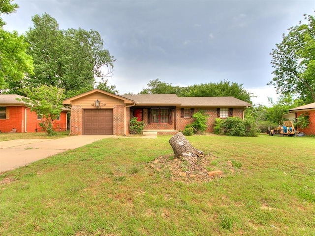 1545 N Pennsylvania Ave, Shawnee, OK 74804 - single story home featuring an attached garage, driveway, a front yard, and brick siding