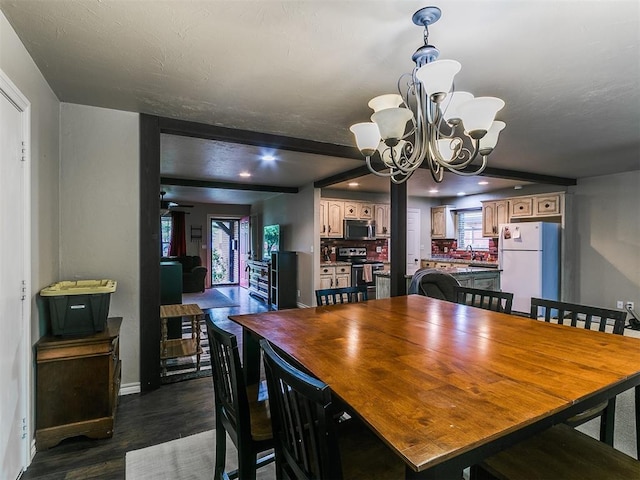 1545 N Pennsylvania Ave, Shawnee, OK 74804 - dining space featuring dark wood-type flooring, a chandelier, baseboards, and recessed lighting