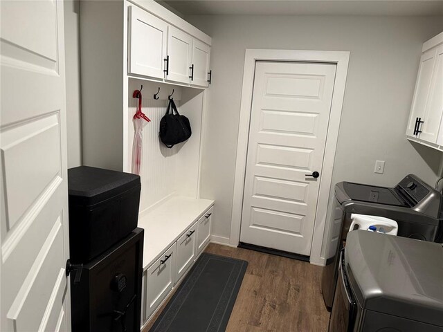 2320 Dixie Dr, Blanchard, OK 73010 - mudroom with washer and clothes dryer and dark wood-style flooring