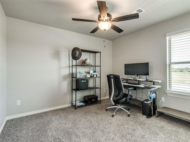 3317 Open Prairie Trl, Yukon, OK 73099 - carpeted office with a ceiling fan and baseboards