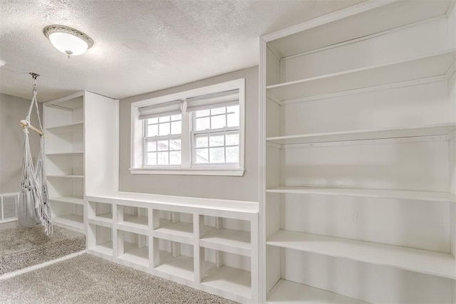 816 Woodbury Dr, Edmond, OK 73034 - mudroom with a textured ceiling and carpet floors