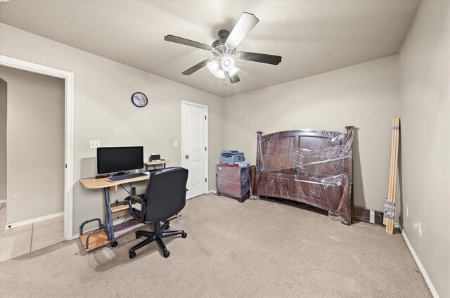 3401 First Capitol Cir, Guthrie, OK 73044 - carpeted office space with a ceiling fan and baseboards