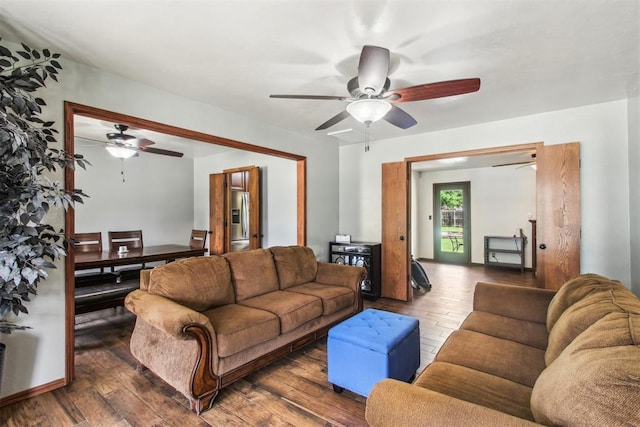 4211 Blue Sage Rd, Norman, OK 73072 - living room featuring a ceiling fan and wood finished floors