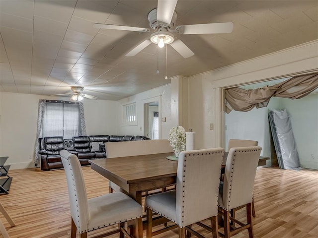934 N Beard Ave, Shawnee, OK 74801 - dining area featuring ceiling fan and light wood-style floors