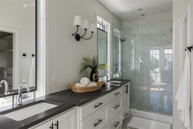 1801 Runway Blvd, Oklahoma City, OK 73108 - full bathroom with double vanity and a stall shower