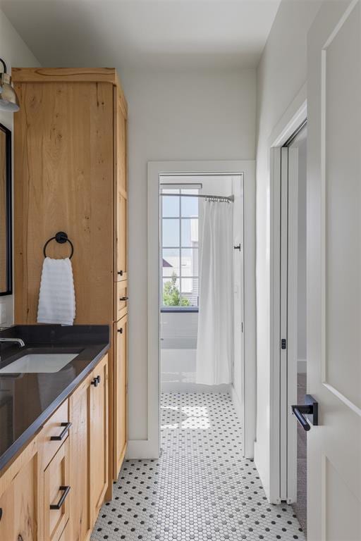 1801 Runway Blvd, Oklahoma City, OK 73108 - bathroom with a sink and curtained shower