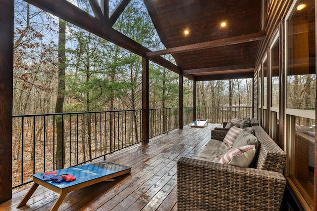 184 Almond Ln, Hochatown, OK 74728 - sunroom with lofted ceiling and plenty of natural light