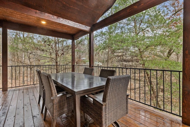 184 Almond Ln, Hochatown, OK 74728 - wooden terrace with outdoor dining space