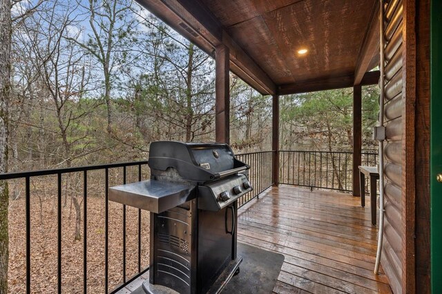 184 Almond Ln, Hochatown, OK 74728 - wooden terrace with grilling area
