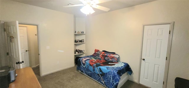 319 W Cedar Ln, Minco, OK 73059 - bedroom with carpet flooring and ceiling fan