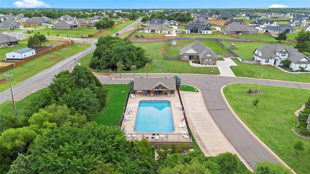 13640 Ridge View Ln, Edmond, OK 73025 - aerial view of residential area featuring a pool area