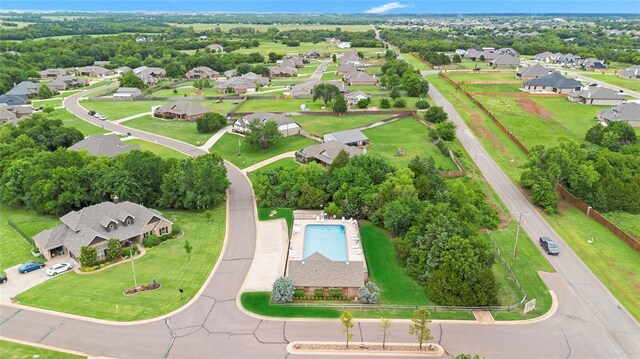 13640 Ridge View Ln, Edmond, OK 73025 - aerial view of residential area featuring a pool area