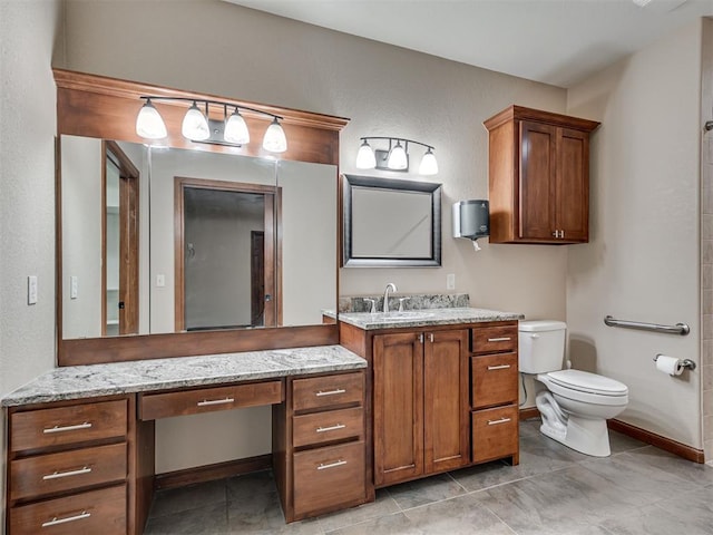 2120 Turtle Creek Dr, Norman, OK 73071 - full bath featuring toilet, vanity, baseboards, and tile patterned floors
