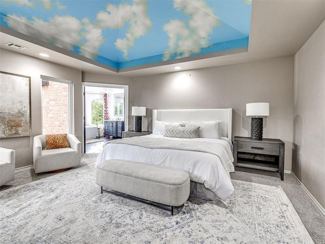 2113 Highlands Lndg, Edmond, OK 73013 - carpeted bedroom with a raised ceiling