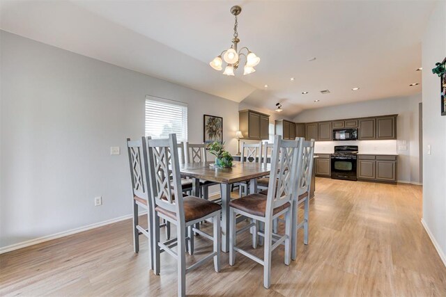 405 Bright Angel Trl, Edmond, OK 73003 - dining space with a chandelier, light wood-type flooring, baseboards, and recessed lighting
