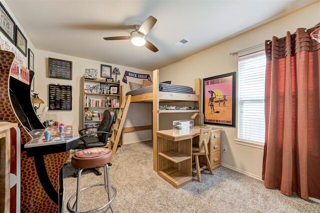 405 Bright Angel Trl, Edmond, OK 73003 - carpeted home office with ceiling fan and baseboards