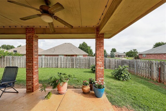 405 Bright Angel Trl, Edmond, OK 73003 - view of patio / terrace with a ceiling fan