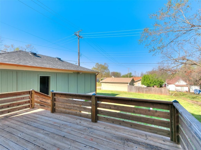 801 N Ash St, Guthrie, OK 73044 - wooden terrace featuring a lawn
