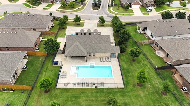 17912 Marron Dr, Edmond, OK 73012 - aerial view of residential area featuring a pool