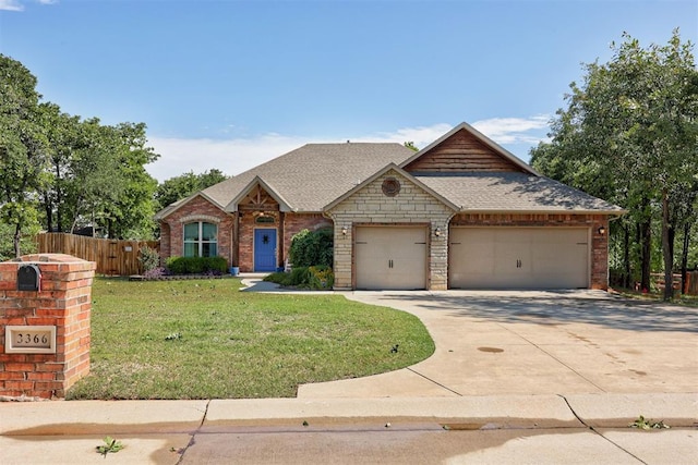 3366 Antler Vly, Guthrie, OK 73044 - view of front of home featuring an attached garage, concrete driveway, a shingled roof, and brick siding