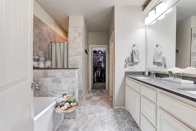 3366 Antler Vly, Guthrie, OK 73044 - bathroom with a tile shower, double vanity, a bath, and a spacious closet