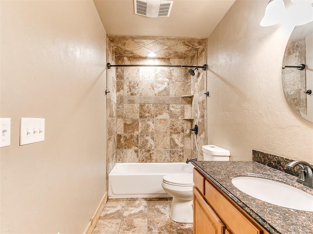 613 S Avery St, Moore, OK 73160 - bathroom with toilet, vanity,  shower combination, and baseboards