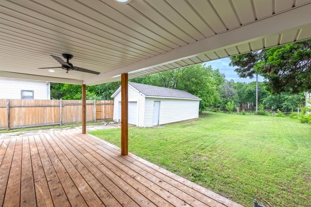 1828 NW 38th St, Oklahoma City, OK 73118 - wooden terrace with an outbuilding and a ceiling fan