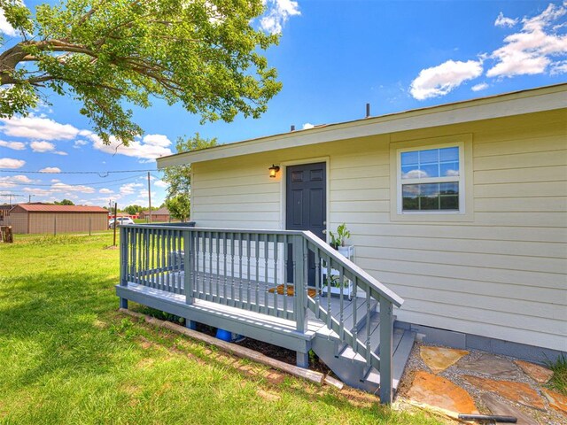 621 W 2nd St, Calumet, OK 73014 - wooden terrace featuring a yard