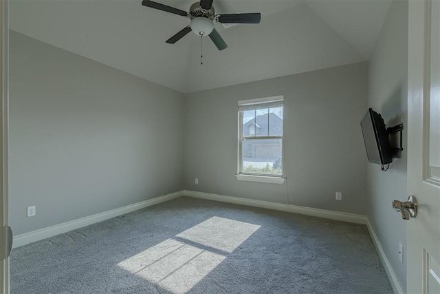 12916 Ponderosa Blvd, Oklahoma City, OK 73142 - carpeted spare room featuring ceiling fan, lofted ceiling, and baseboards