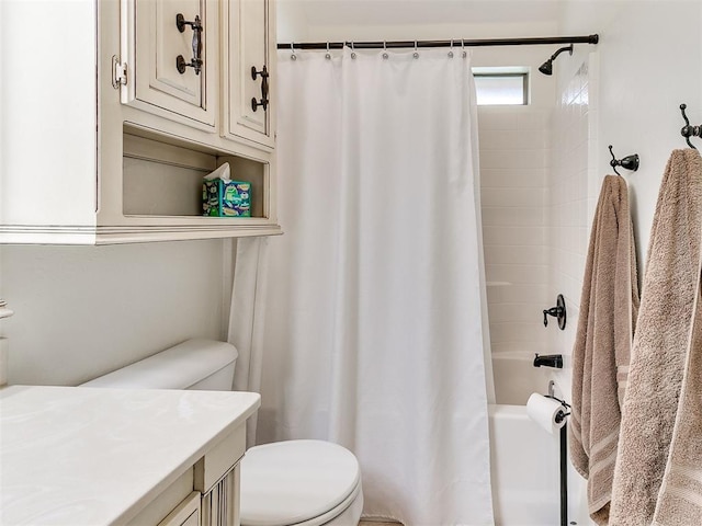 2708 SE 39th St, Moore, OK 73160 - bathroom featuring toilet, shower / bath combo with shower curtain, and vanity