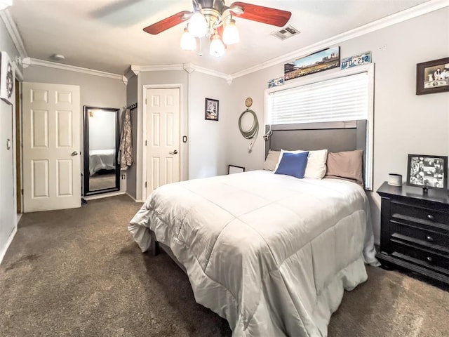 1117 SW 37th St, Oklahoma City, OK 73109 - bedroom featuring carpet, crown molding, ceiling fan, and baseboards