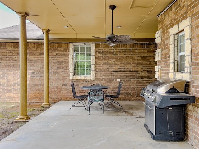 1117 SW 37th St, Oklahoma City, OK 73109 - view of patio / terrace with area for grilling, ceiling fan, and outdoor dining space