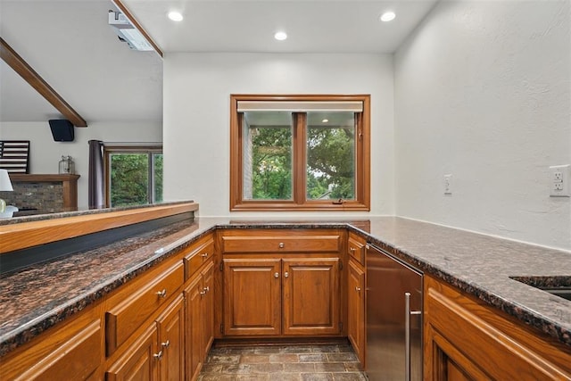 2108 Woodhill Rd, Edmond, OK 73025 - bar area featuring recessed lighting and stone finish flooring