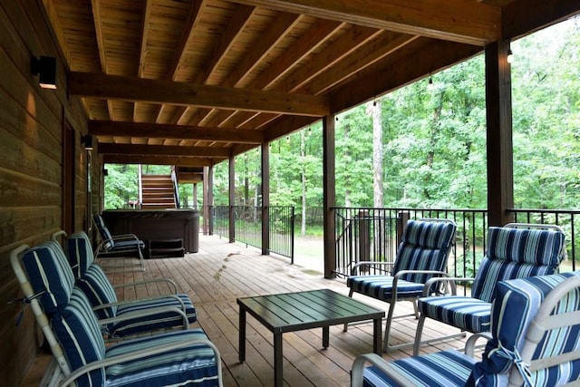 250 Almond Ln, Broken Bow, OK 74728 - wooden terrace with a hot tub