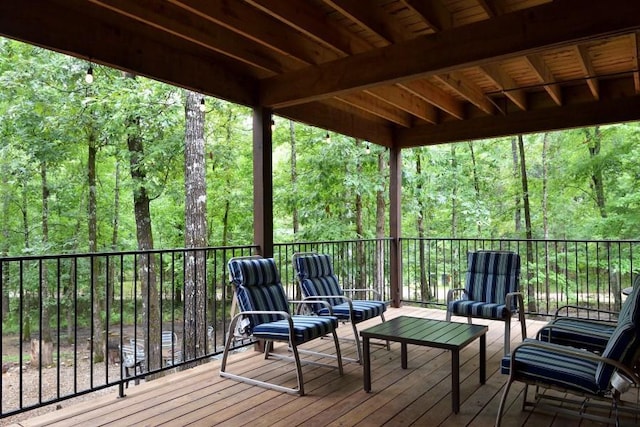 250 Almond Ln, Broken Bow, OK 74728 - wooden deck featuring a view of trees