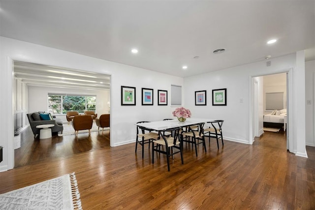 1224 W Brooks St, Norman, OK 73069 - dining area with dark wood-style flooring, baseboards, and recessed lighting
