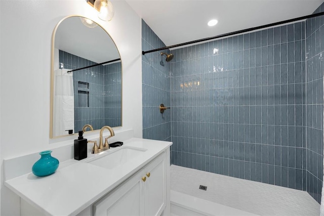 1224 W Brooks St, Norman, OK 73069 - bathroom with vanity and tiled shower