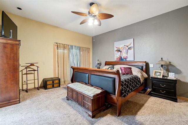 11700 Hackney Ln, Yukon, OK 73099 - carpeted bedroom featuring baseboards and ceiling fan