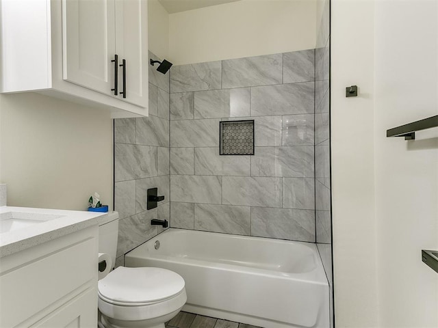 26603 Main St, Blanchard, OK 73010 - bathroom with toilet, washtub / shower combination, and vanity