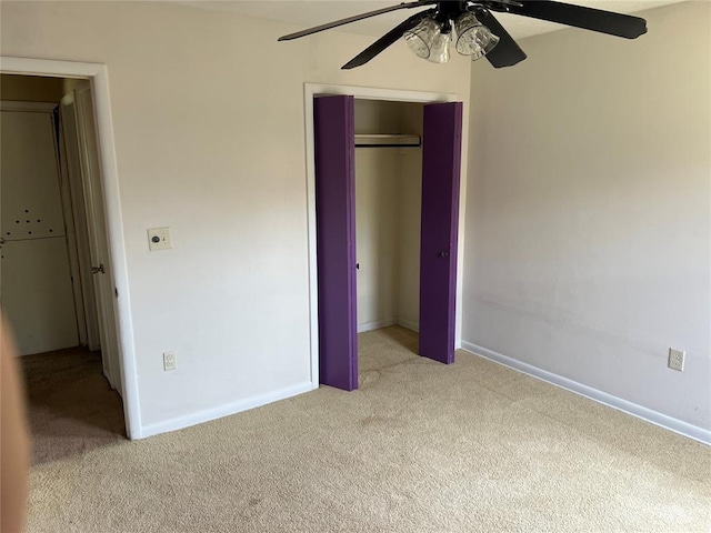 1012 Box St, Altus, OK 73521 - unfurnished bedroom featuring light carpet, a closet, ceiling fan, and baseboards