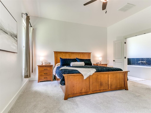13001 Broken Arrow, Arcadia, OK 73007 - bedroom featuring light carpet and ceiling fan