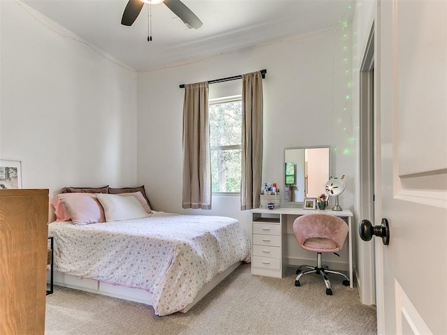 13001 Broken Arrow, Arcadia, OK 73007 - bedroom featuring light colored carpet and ceiling fan