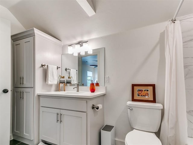 13001 Broken Arrow, Arcadia, OK 73007 - bathroom with vanity, curtained shower, and toilet